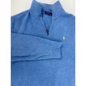 Polo Ralph Lauren Men's Blue Quarter Zip Light Blue Pullover Sweatshirt Size XL